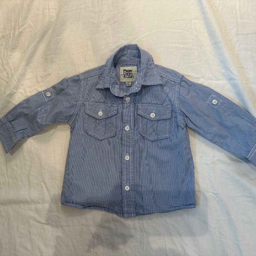 Paper Denim & Cloth Boys Gingham Button-Up Shirt – Size 3T